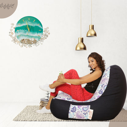 Style Homez Urban Design Denim Canvas Paisley Printed Bean BagXXL Size Filled with Beans Fillers