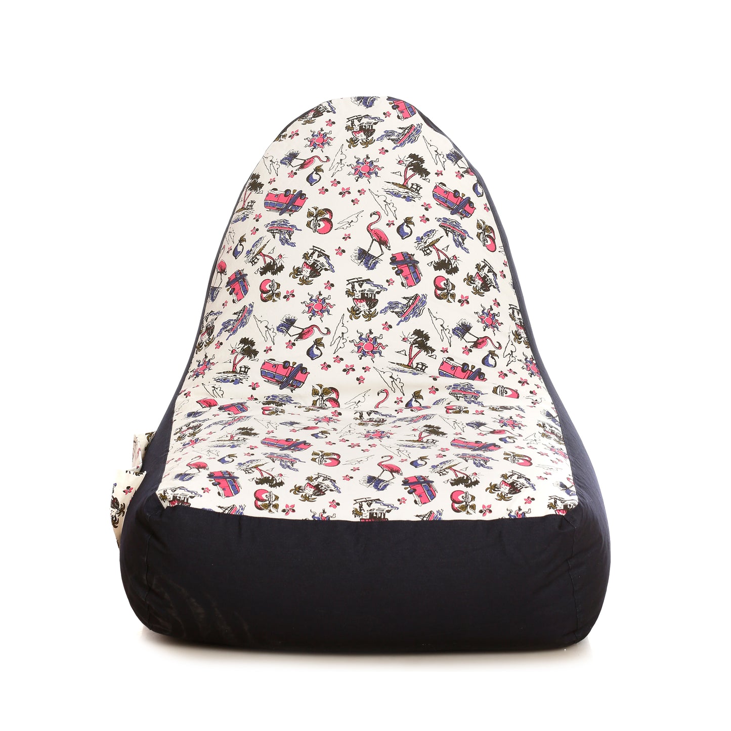 Style Homez Urban Design Denim Canvas Abstract Printed Bean Bag XXL Size Filled with Beans Fillers