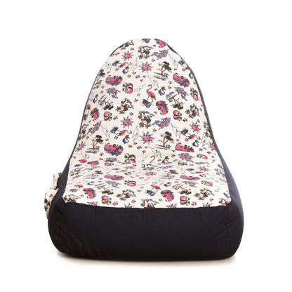 Style Homez Urban Design Denim Canvas Abstract Printed Bean Bag XXL Size Filled with Beans Fillers