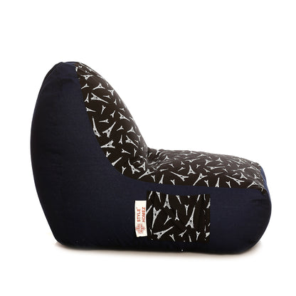 Style Homez Urban Design Denim Canvas Abstract Printed Bean Bag XXL Size Filled with Beans Fillers