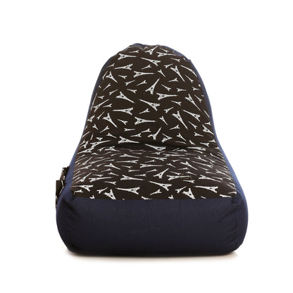 Style Homez Urban Design Denim Canvas Abstract Printed Bean Bag XXL Size Filled with Beans Fillers