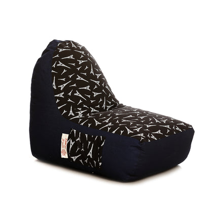 Style Homez Urban Design Denim Canvas Abstract Printed Bean Bag XXL Size Filled with Beans Fillers