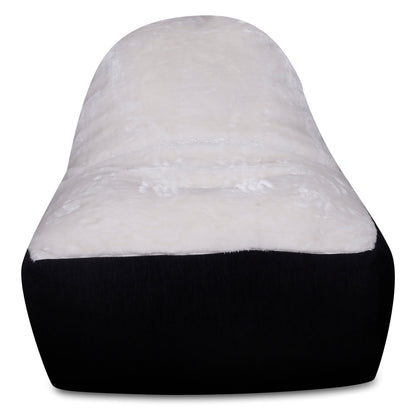 Style Homez Urban Design LUXE FUR Velvet Chair Bean Bag XXL Size, Black & White FUR Filled with Beans Fillers
