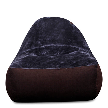 Style Homez Urban Design LUXE FUR Velvet Chair Bean Bag XXL Size, Shade Brown & GREY FUR Filled with Beans Fillers