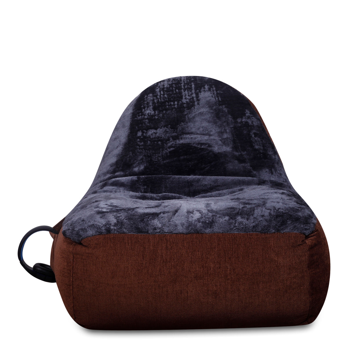 Style Homez Urban Design LUXE FUR Velvet Chair Bean Bag XXL Size, Gold Medallion & GREY FUR Filled with Beans Fillers