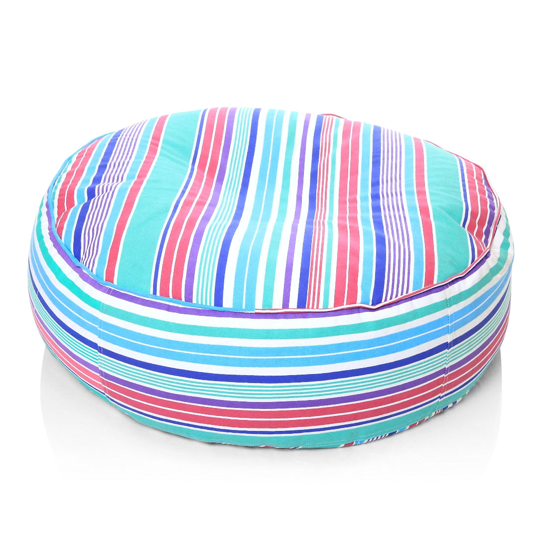 Style Homez Cotton Canvas Stripes Printed Round Floor Cushion XL Size Cover Only