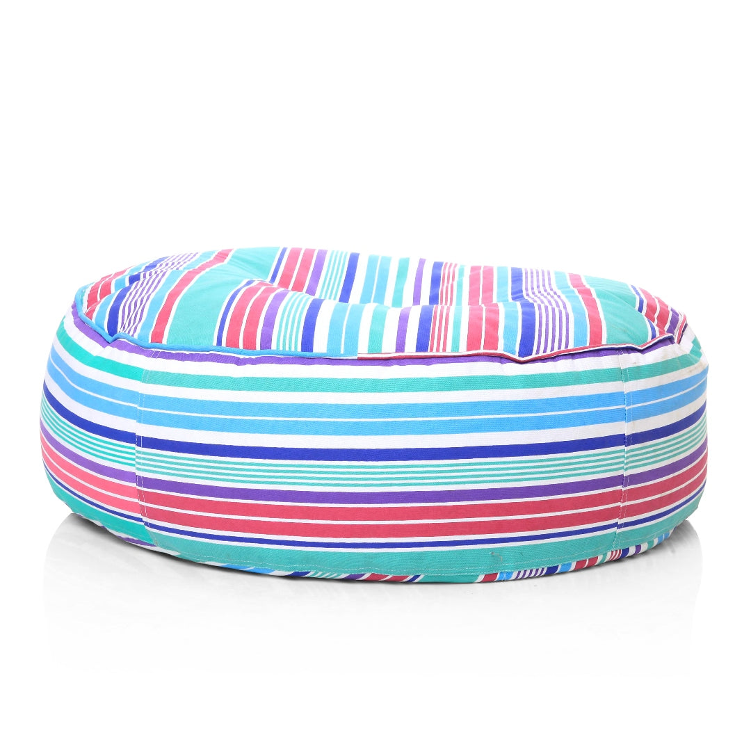 Style Homez Cotton Canvas Stripes Printed Round Floor Cushion XL Size Cover Only