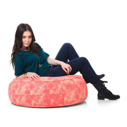 Style Homez Cotton Canvas Abstract Printed Round Floor Cushion XL Size Cover Only