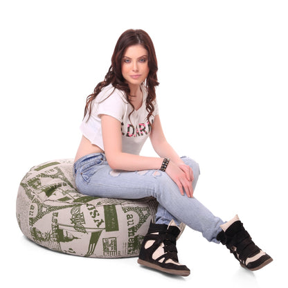 Style Homez Cotton Canvas Abstract Printed Round Floor Cushion XL Size Cover Only