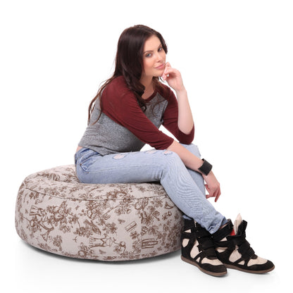 Style Homez Cotton Canvas Abstract Printed Round Floor Cushion XL Size Cover Only