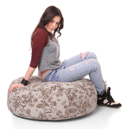 Style Homez Cotton Canvas Abstract Printed Round Floor Cushion XL Size Cover Only