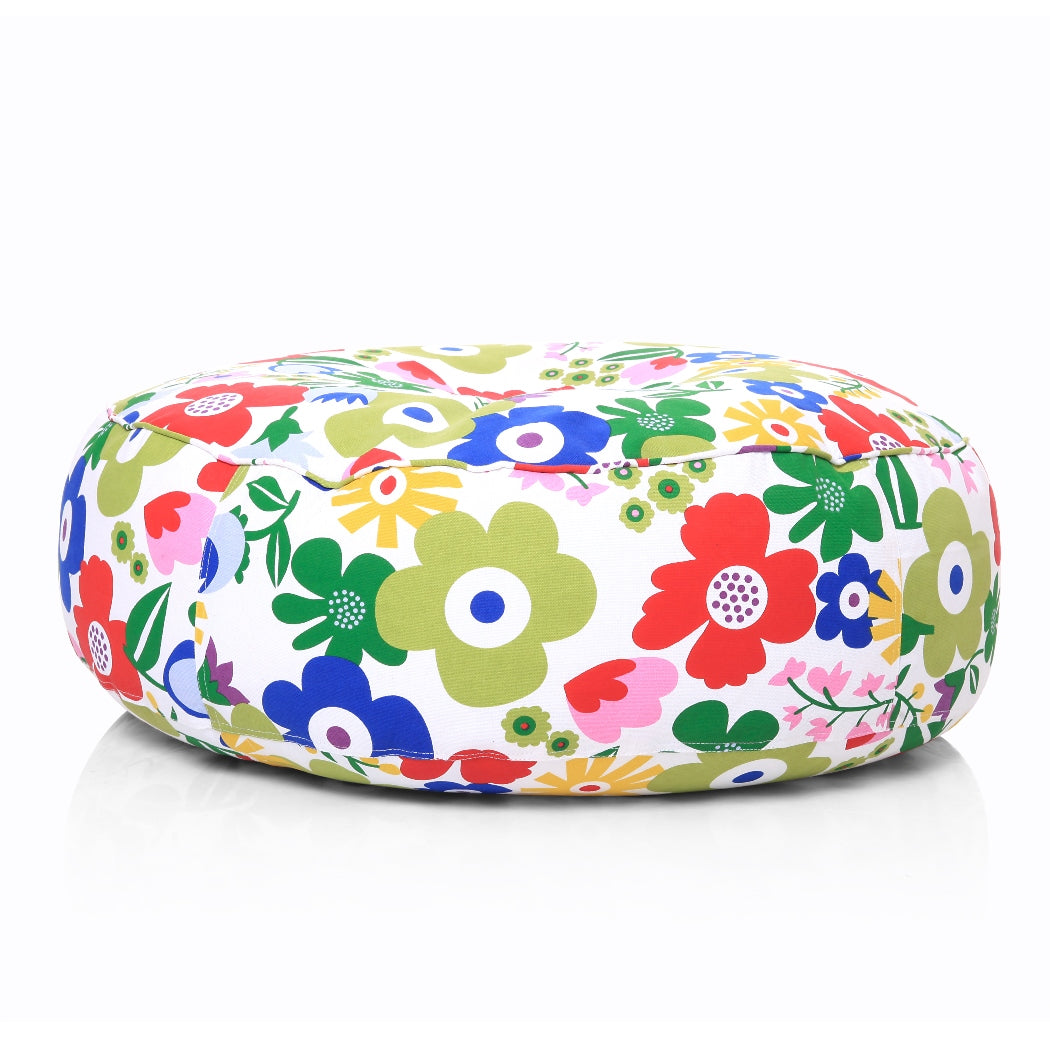 Style Homez Cotton Canvas Floral Printed Round Floor Cushion XL Size Cover Only