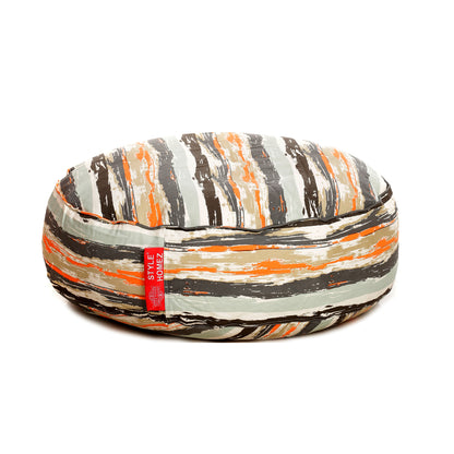 Style Homez Cotton Canvas Stripes Printed Round Floor Cushion XL Size Cover Only
