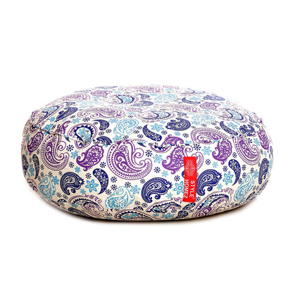 Style Homez  Cotton Canvas Paisley Printed Round Floor Cushion XL Size Cover Only