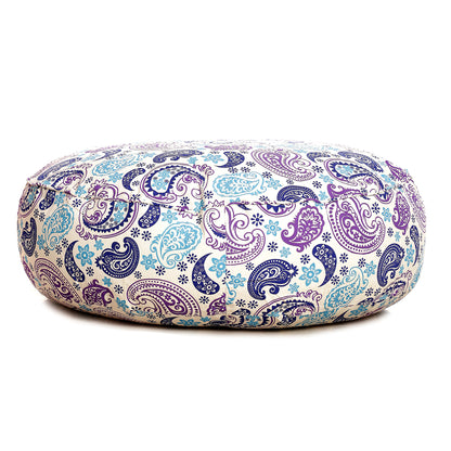 Style Homez  Cotton Canvas Paisley Printed Round Floor Cushion XL Size Cover Only