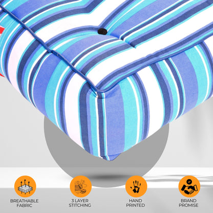 Style Homez Premium Cotton Canvas Square Floor Cushion, Stripes Pattern Printed Large Size with Cotton Filling