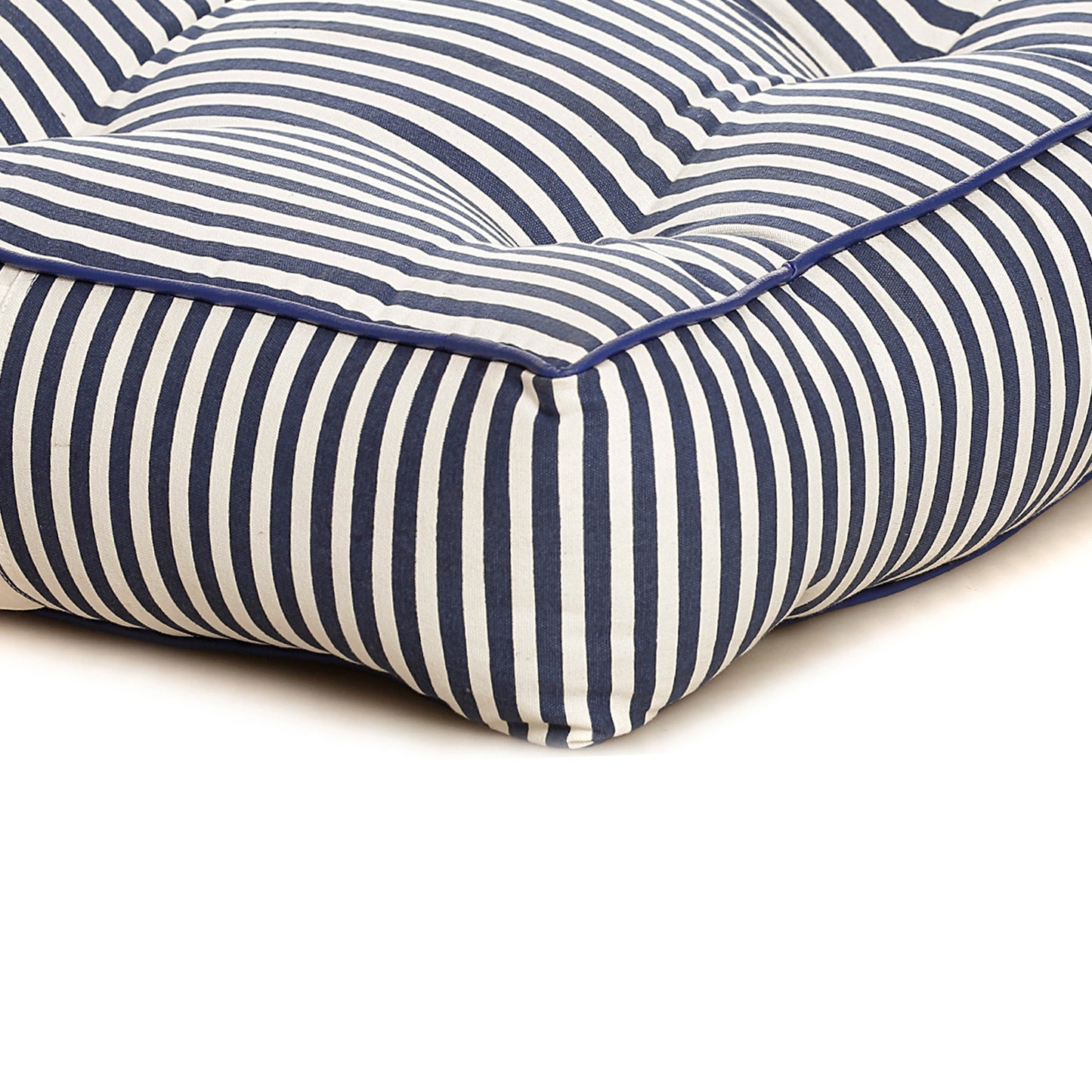 Style Homez Premium Cotton Canvas Square Floor Cushion, Stripes Design Printed Large Size with Cotton Filling