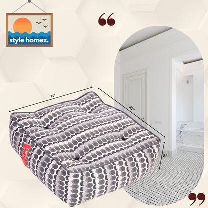 Style Homez Premium Cotton Canvas Square Floor Cushion, Polka Dot Printed Large Size with Cotton Filling