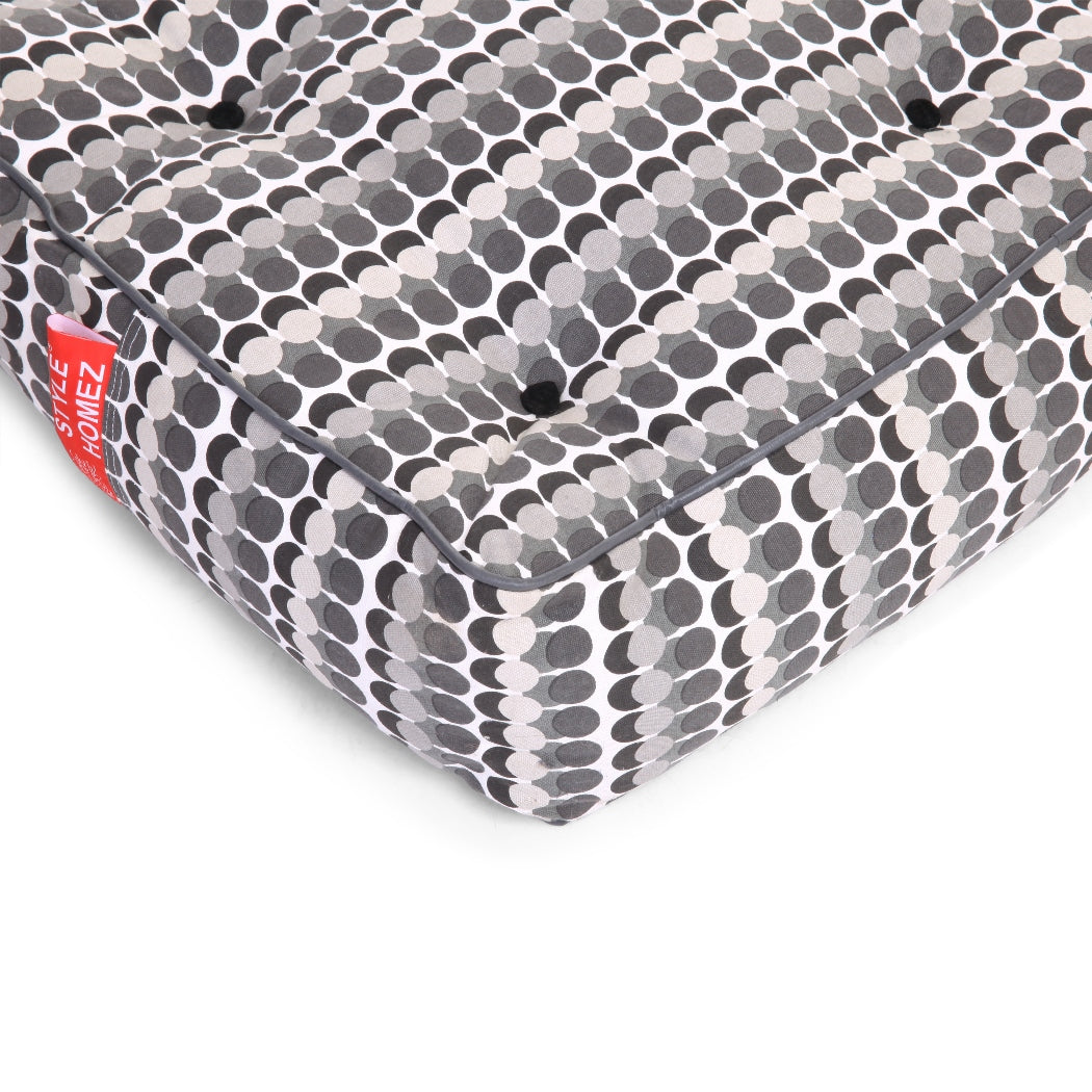 Style Homez Premium Cotton Canvas Square Floor Cushion, Polka Dot Printed Large Size with Cotton Filling