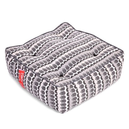 Style Homez Premium Cotton Canvas Square Floor Cushion, Polka Dot Printed Large Size with Cotton Filling