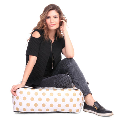 Style Homez Premium Cotton Canvas Square Floor Cushion, Polka Dots Pattern Large Size with Cotton Filling