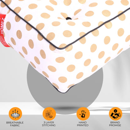 Style Homez Premium Cotton Canvas Square Floor Cushion, Polka Dots Pattern Large Size with Cotton Filling