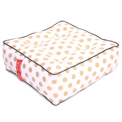 Style Homez Premium Cotton Canvas Square Floor Cushion, Polka Dots Pattern Large Size with Cotton Filling