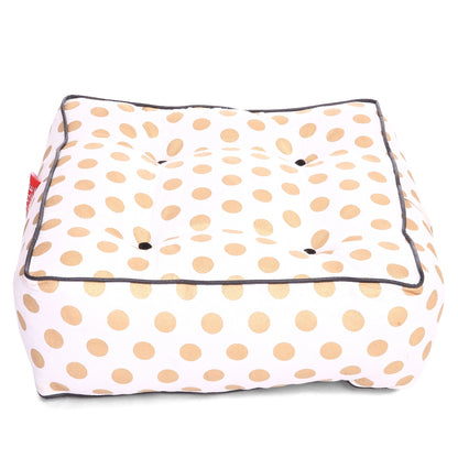 Style Homez Premium Cotton Canvas Square Floor Cushion, Polka Dots Pattern Large Size with Cotton Filling