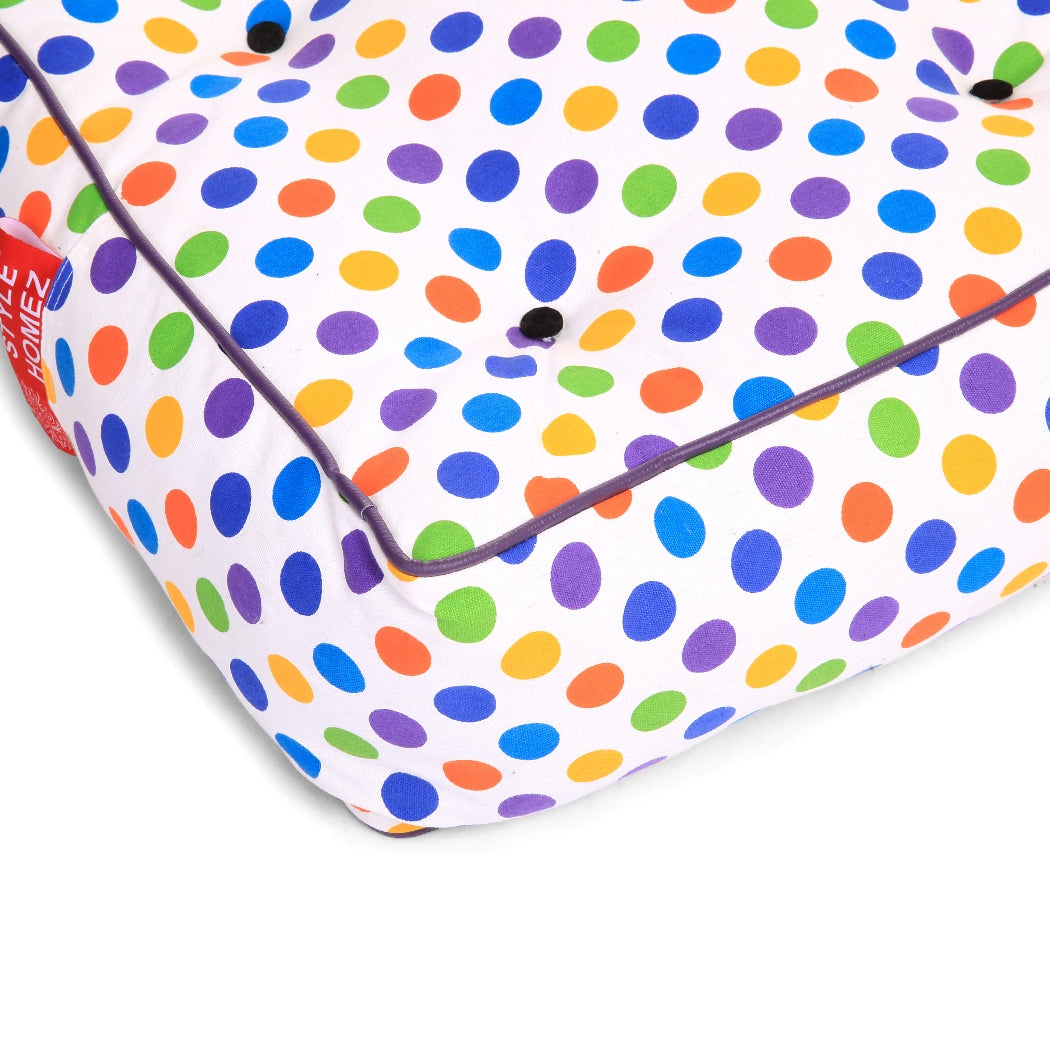 Style Homez Premium Cotton Canvas Square Floor Cushion, Polka Dots Design Printed Large Size with Cotton Filling