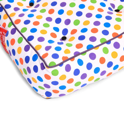 Style Homez Premium Cotton Canvas Square Floor Cushion, Polka Dots Design Printed Large Size with Cotton Filling