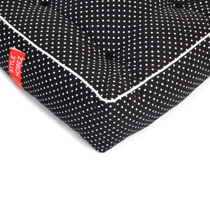 Style Homez Premium Cotton Canvas Square Floor Cushion, Polka Dots Print Large Size with Cotton Filling