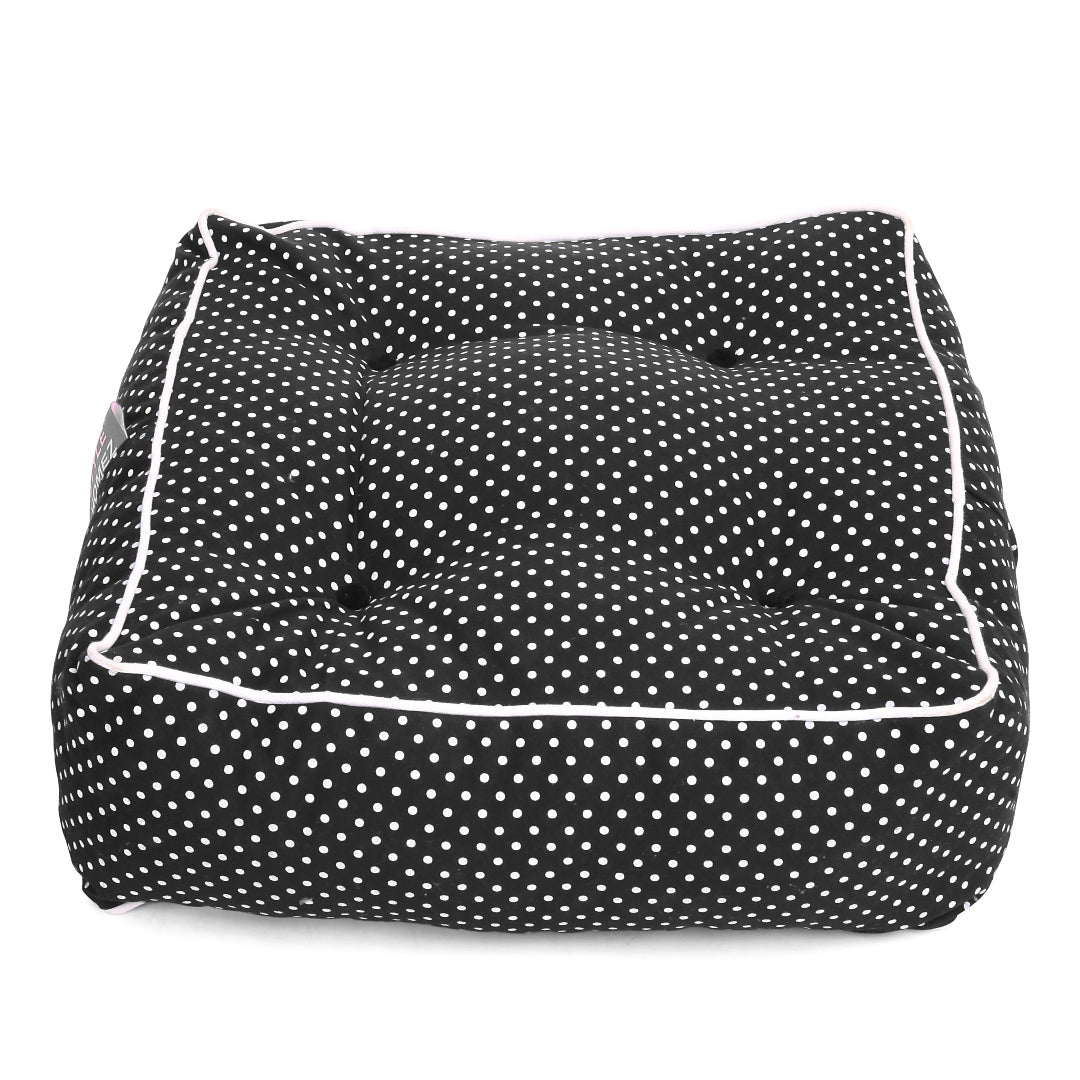 Style Homez Premium Cotton Canvas Square Floor Cushion, Polka Dots Print Large Size with Cotton Filling