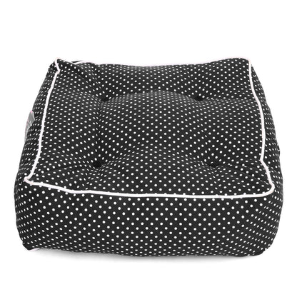 Style Homez Premium Cotton Canvas Square Floor Cushion, Polka Dots Print Large Size with Cotton Filling