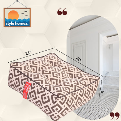 Style Homez Premium Cotton Canvas Square Floor Cushion, Geometric Print Large Size with Cotton Filling
