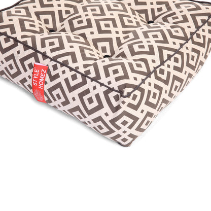 Style Homez Premium Cotton Canvas Square Floor Cushion, Geometric Print Large Size with Cotton Filling