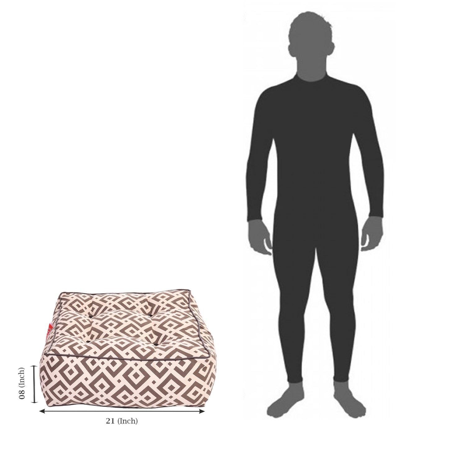 Style Homez Premium Cotton Canvas Square Floor Cushion, Geometric Print Large Size with Cotton Filling