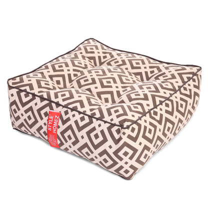 Style Homez Premium Cotton Canvas Square Floor Cushion, Geometric Print Large Size with Cotton Filling