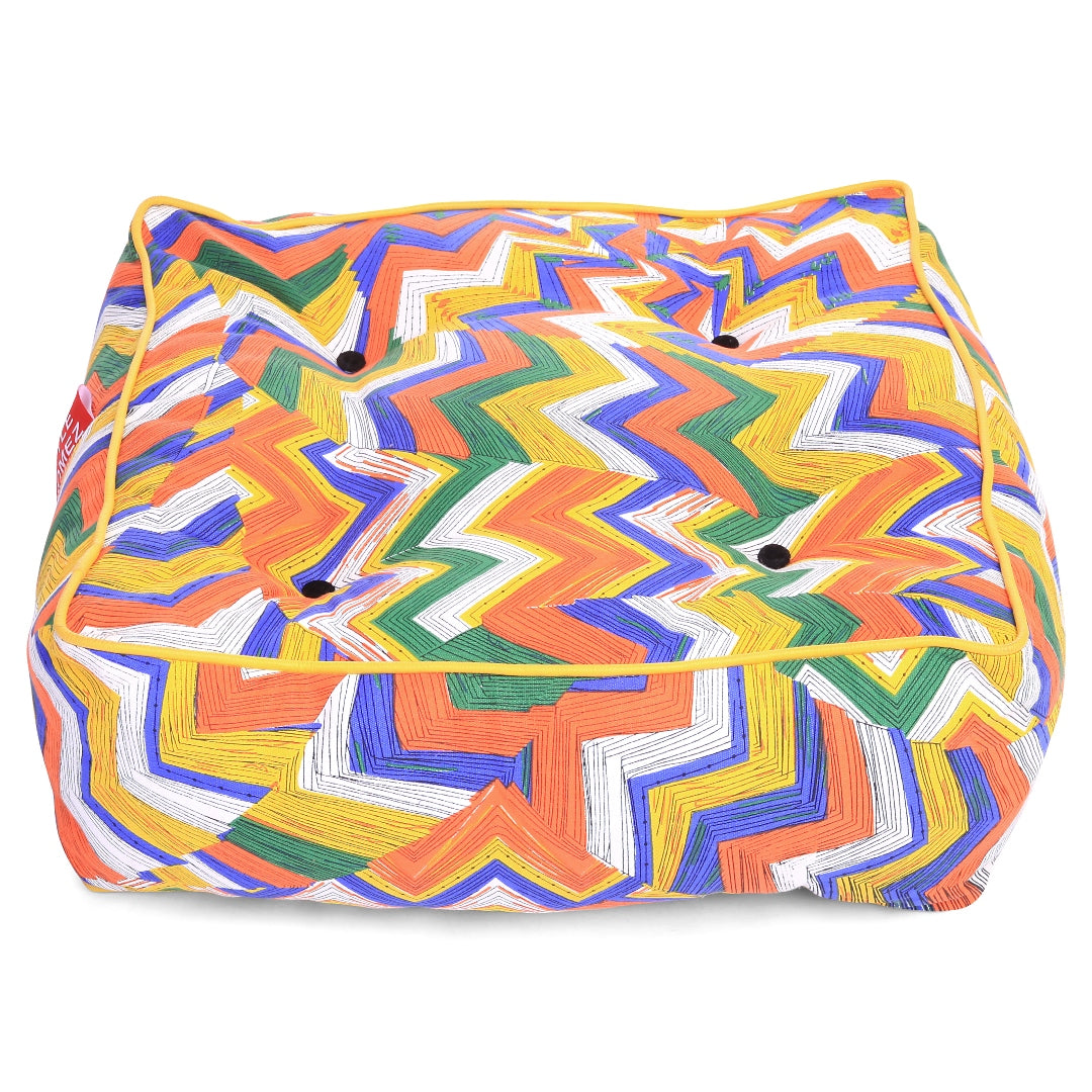 Style Homez Premium Cotton Canvas Square Floor Cushion, Geometric Design Printed Large Size with Cotton Filling