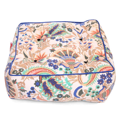 Style Homez Premium Cotton Canvas Square Floor Cushion, Floral Printed Large Size with Cotton Filling