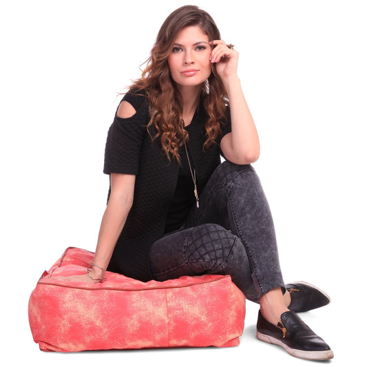 Style Homez Premium Cotton Canvas Square Floor Cushion, Abstract Printed Large Size with Cotton Filling