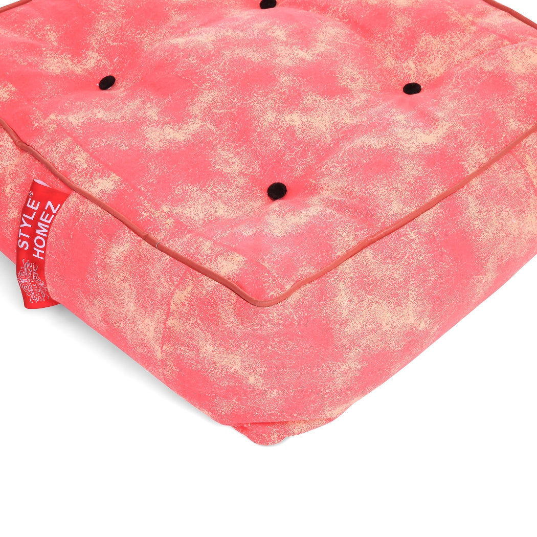 Style Homez Premium Cotton Canvas Square Floor Cushion, Abstract Printed Large Size with Cotton Filling