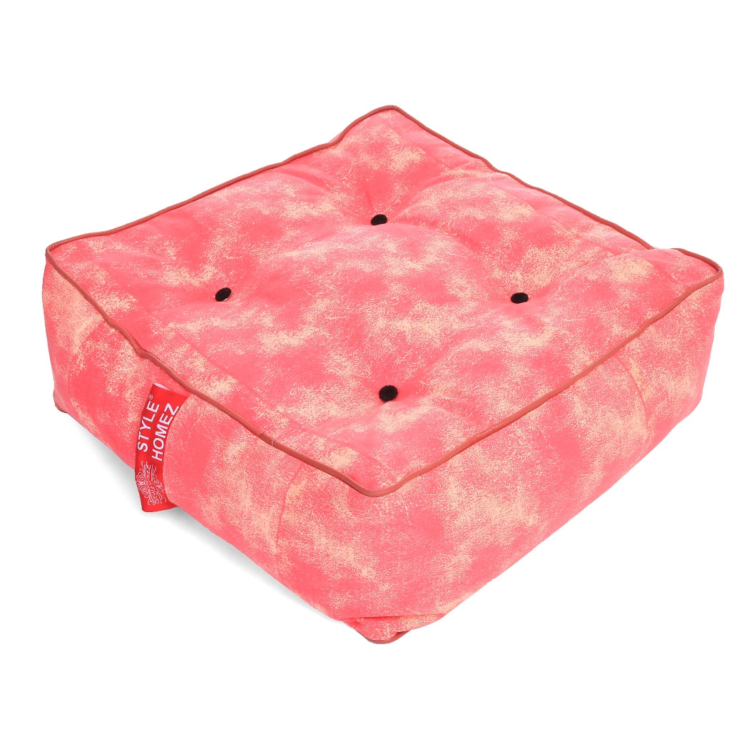 Style Homez Premium Cotton Canvas Square Floor Cushion, Abstract Printed Large Size with Cotton Filling