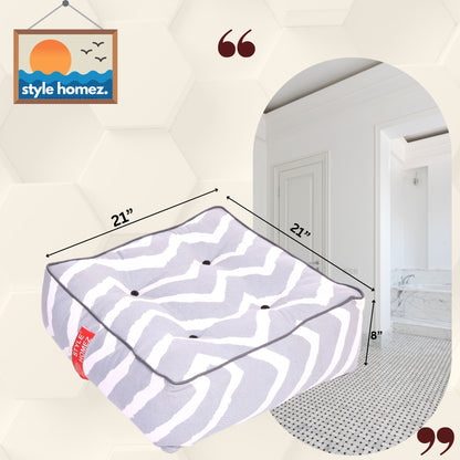 Style Homez Premium Cotton Canvas Square Floor Cushion, Stripes Printed Large Size with Cotton Filling