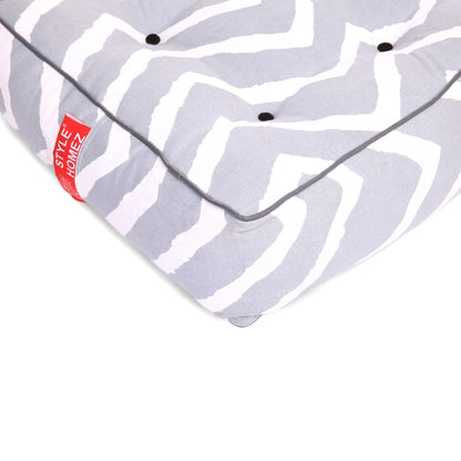 Style Homez Premium Cotton Canvas Square Floor Cushion, Stripes Printed Large Size with Cotton Filling