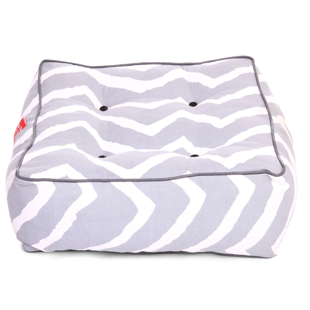Style Homez Premium Cotton Canvas Square Floor Cushion, Stripes Printed Large Size with Cotton Filling