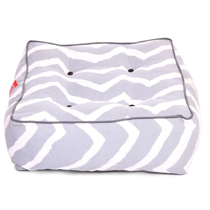 Style Homez Premium Cotton Canvas Square Floor Cushion, Stripes Printed Large Size with Cotton Filling