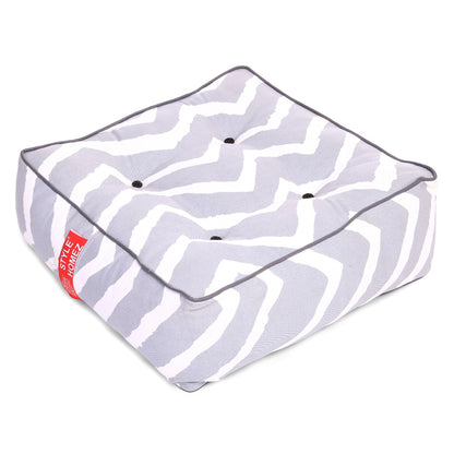 Style Homez Premium Cotton Canvas Square Floor Cushion, Stripes Printed Large Size with Cotton Filling