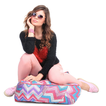 Style Homez Premium Cotton Canvas Square Floor Cushion, Geometric Printed Large Size with Cotton Filling