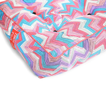 Style Homez Premium Cotton Canvas Square Floor Cushion, Geometric Printed Large Size with Cotton Filling