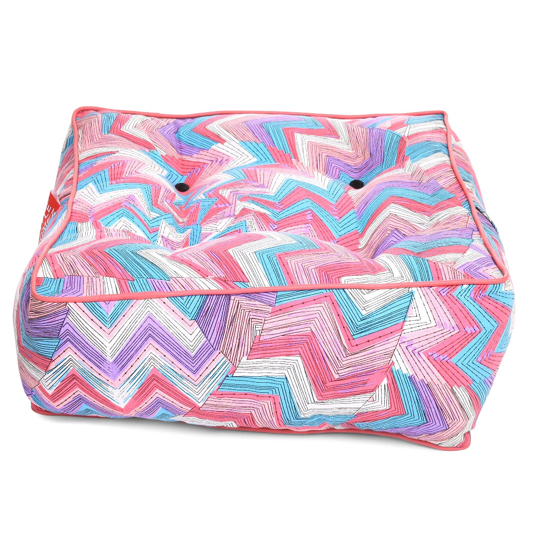Style Homez Premium Cotton Canvas Square Floor Cushion, Geometric Printed Large Size with Cotton Filling
